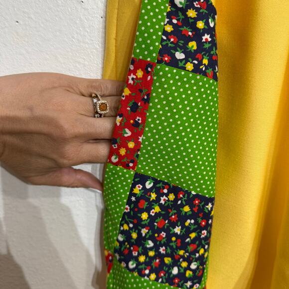 Mr. Hank Blue Yellow Floral Patchwork 70's Vintage 2-Piece Skirt Set Sz 12 - Picture 5 of 13